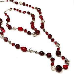 WHBM 2-n-1 Red Beaded Convertible Layered Necklace | NWOT